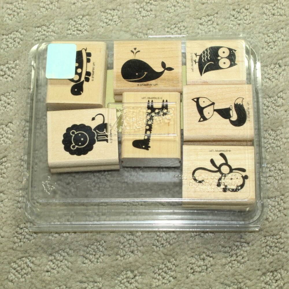 NEW Set of 7 Stamps Stampin Up Fox And Friends Whale Monkey Giraffe Turtle Lion